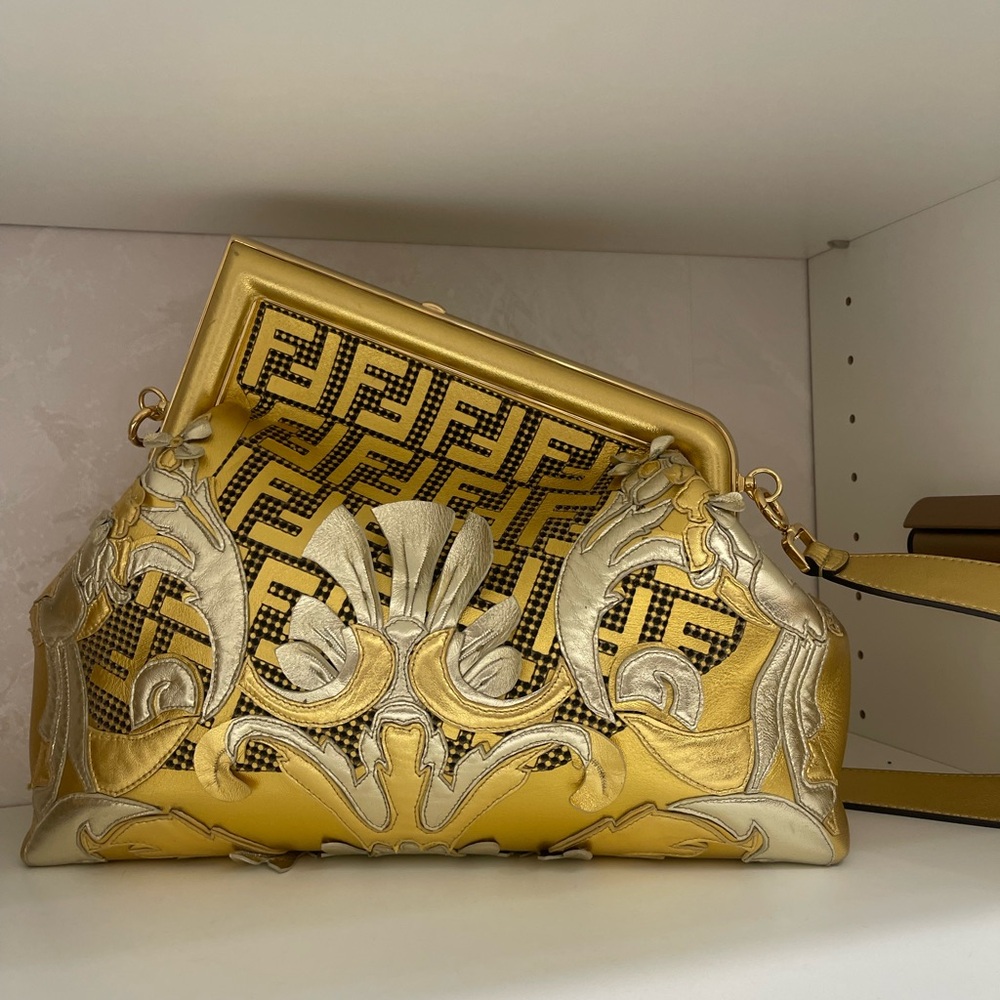 Fendi x Versace Vitello Laminato Catalan Mirror FendaceFF Medium Fendi First Oro